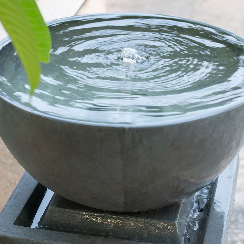 Zen Bowl Water Fountain, Outdoor Bird Feeder / Bath Fountains, Relaxing Water Feature For Garden Daily Nest