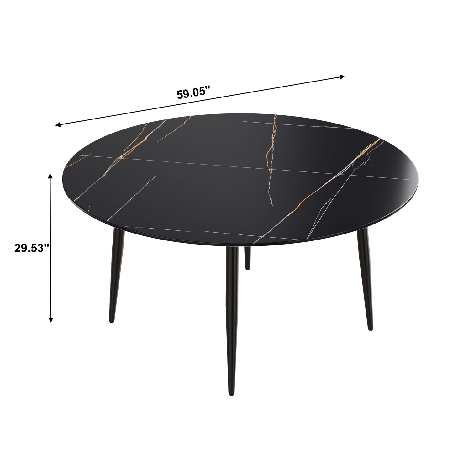 Modern Man-Made Stone Round Dining Table-Position For 6 People Home Essentials