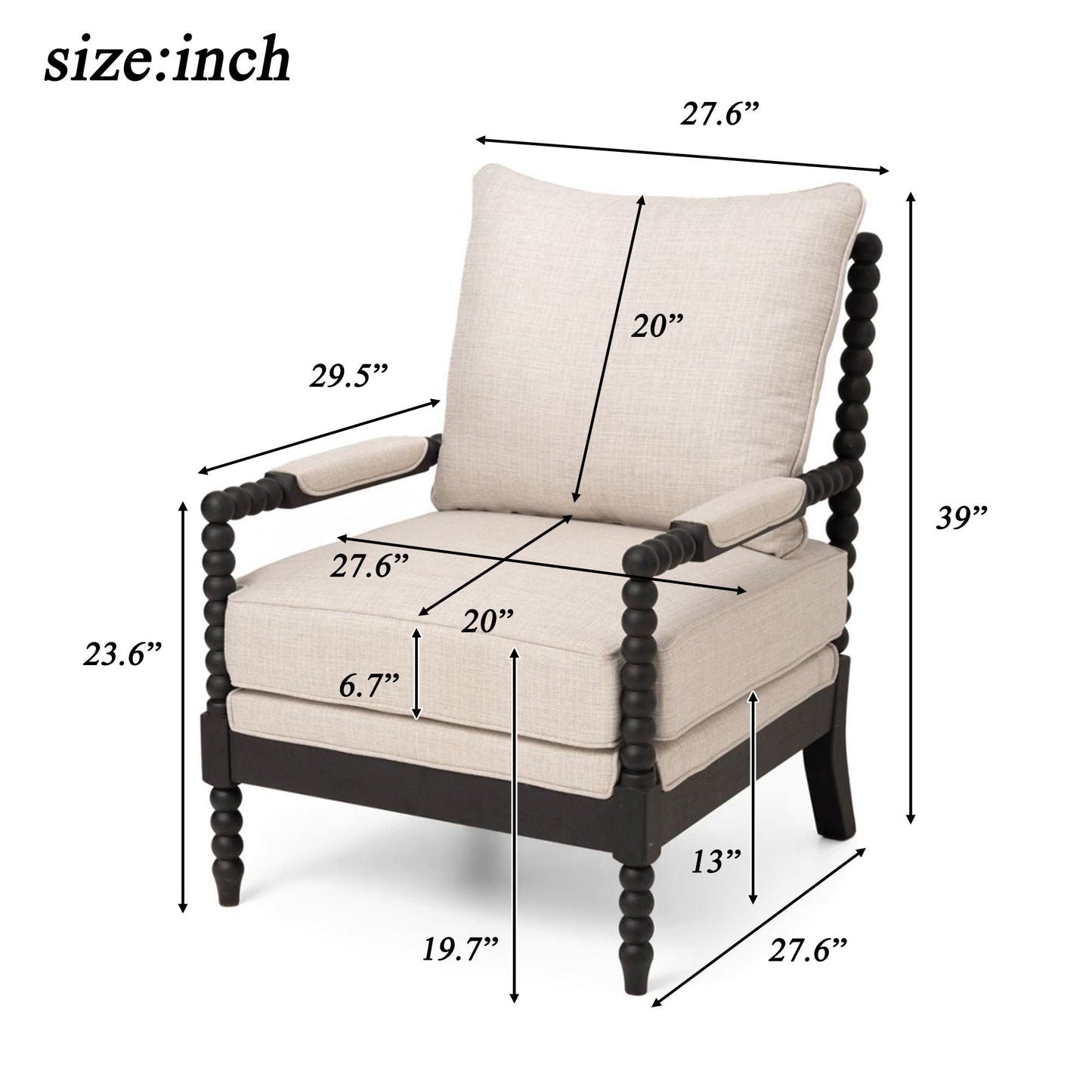 Upholstered Living Room Accent Chair - Black / Gray Home Essentials