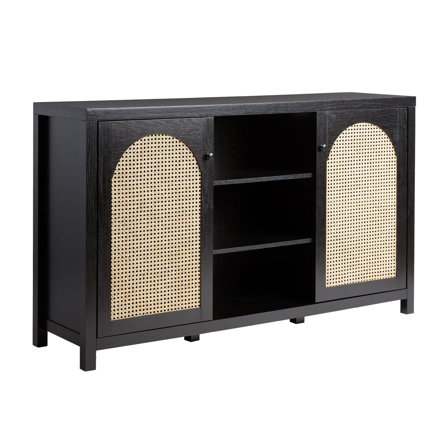 Transitional 2 Door Sideboard With Arched Rattan Panels Walker Edison