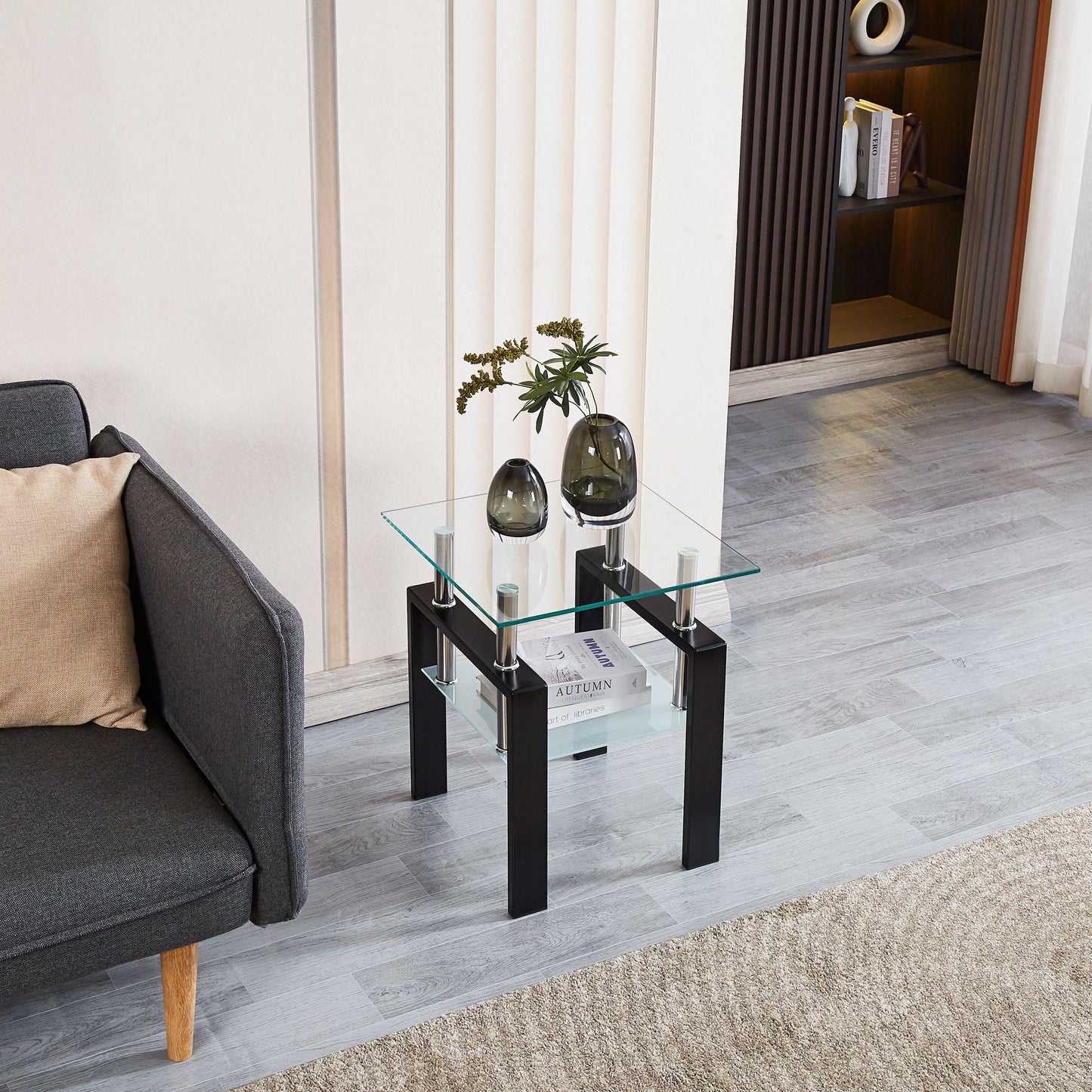 Luxury Modern Tempered Glass Coffee Table With 2 Layers Home Essentials
