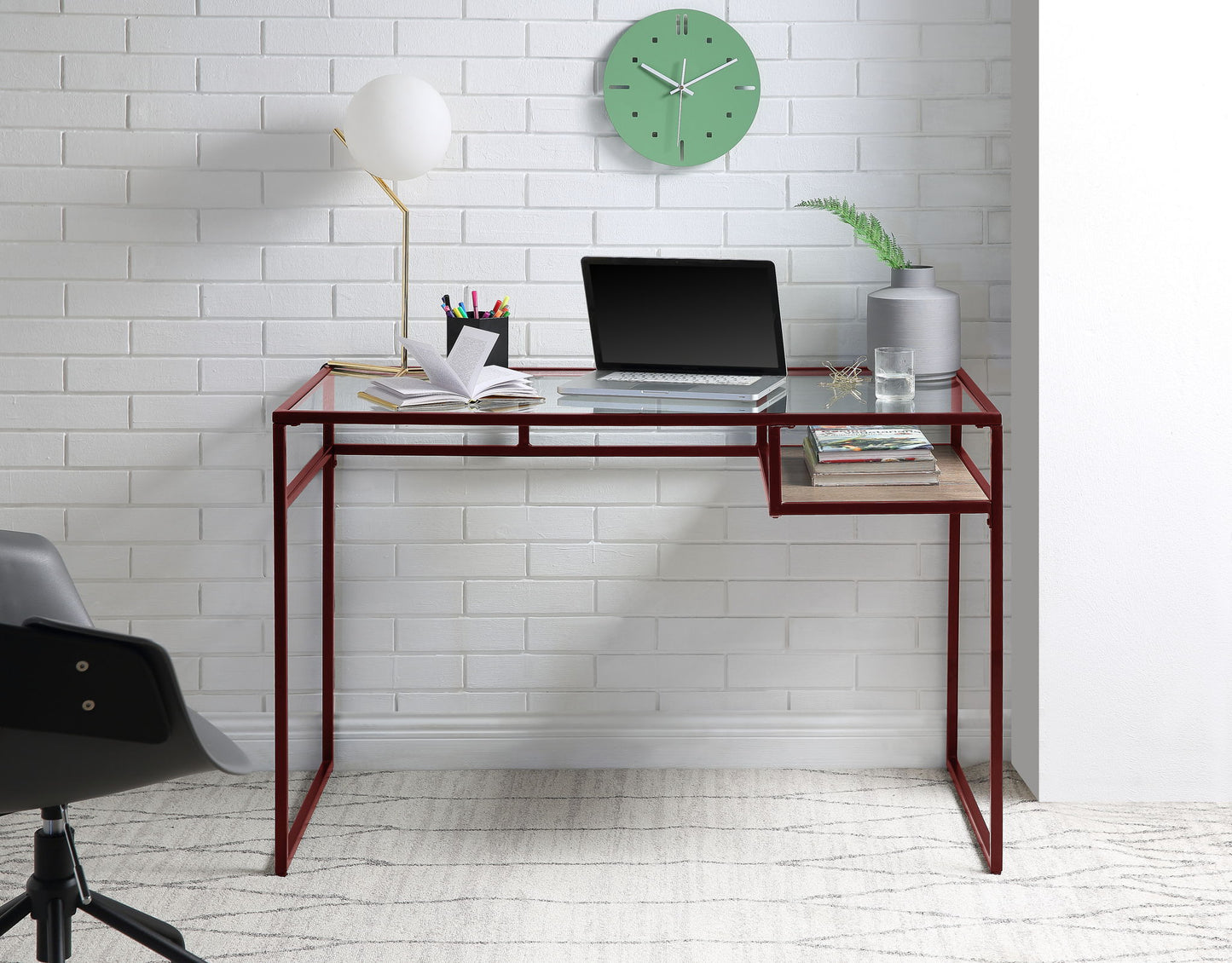 Yasin - Glass Top Writing Desk Acme