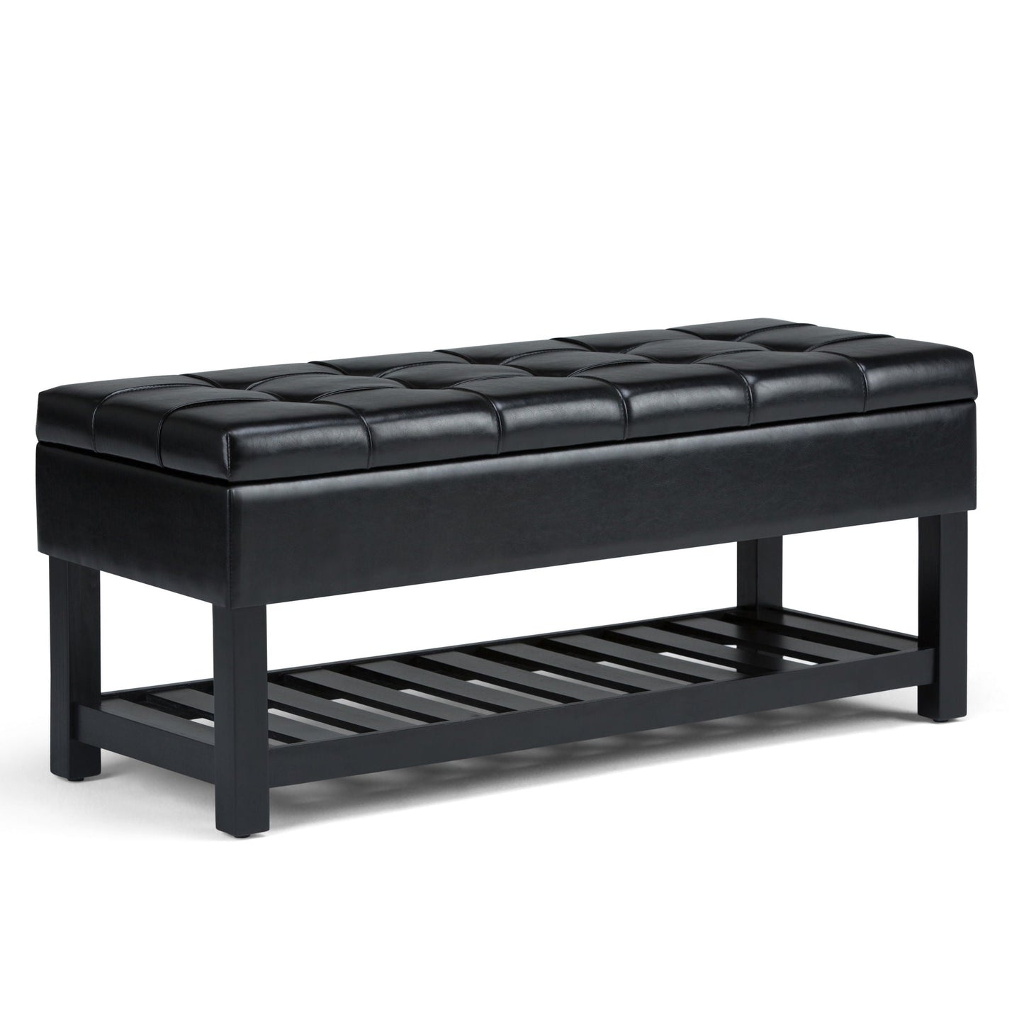Saxon - Upholstered Transitional Storage Ottoman Bench Simpli-Home