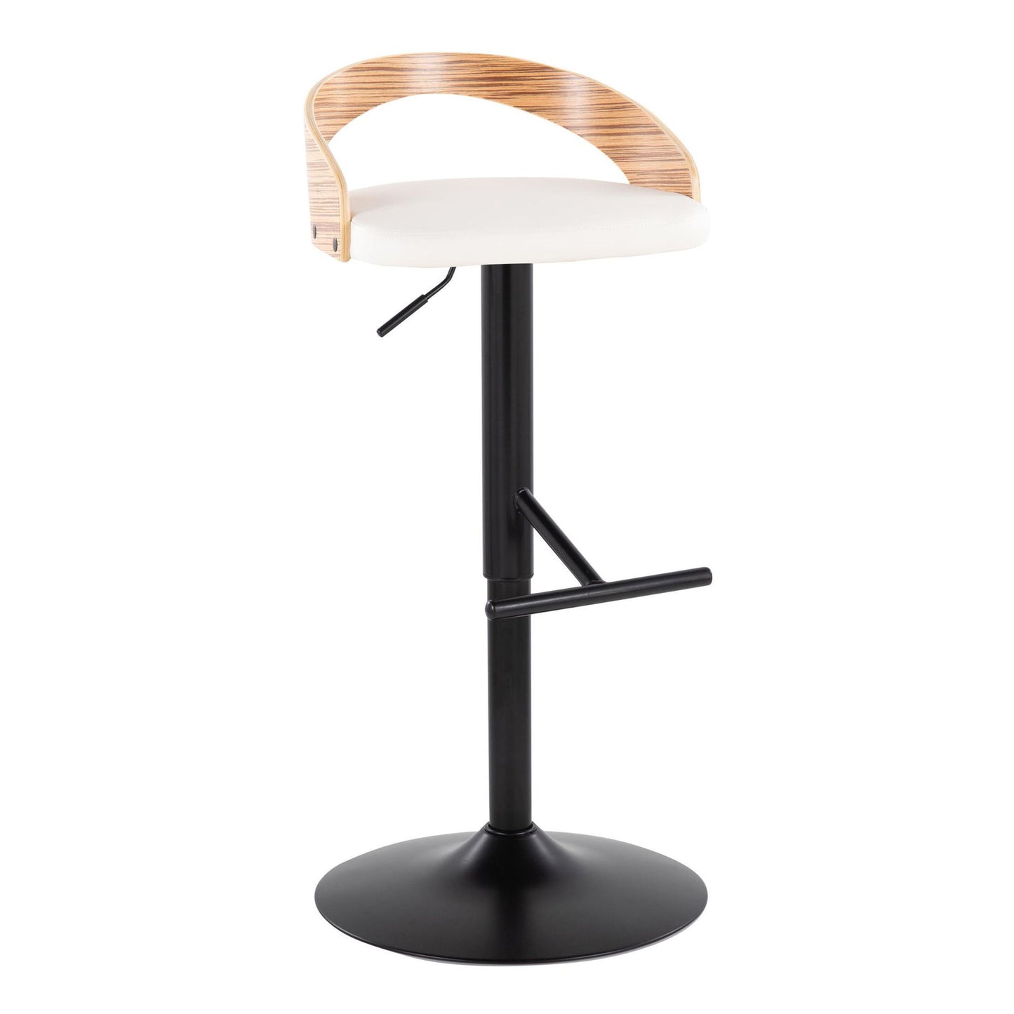 Grotto - Contemporary Adjustable Barstool With Swivel & Straight T Footrest (Set of 2) Lumi Source