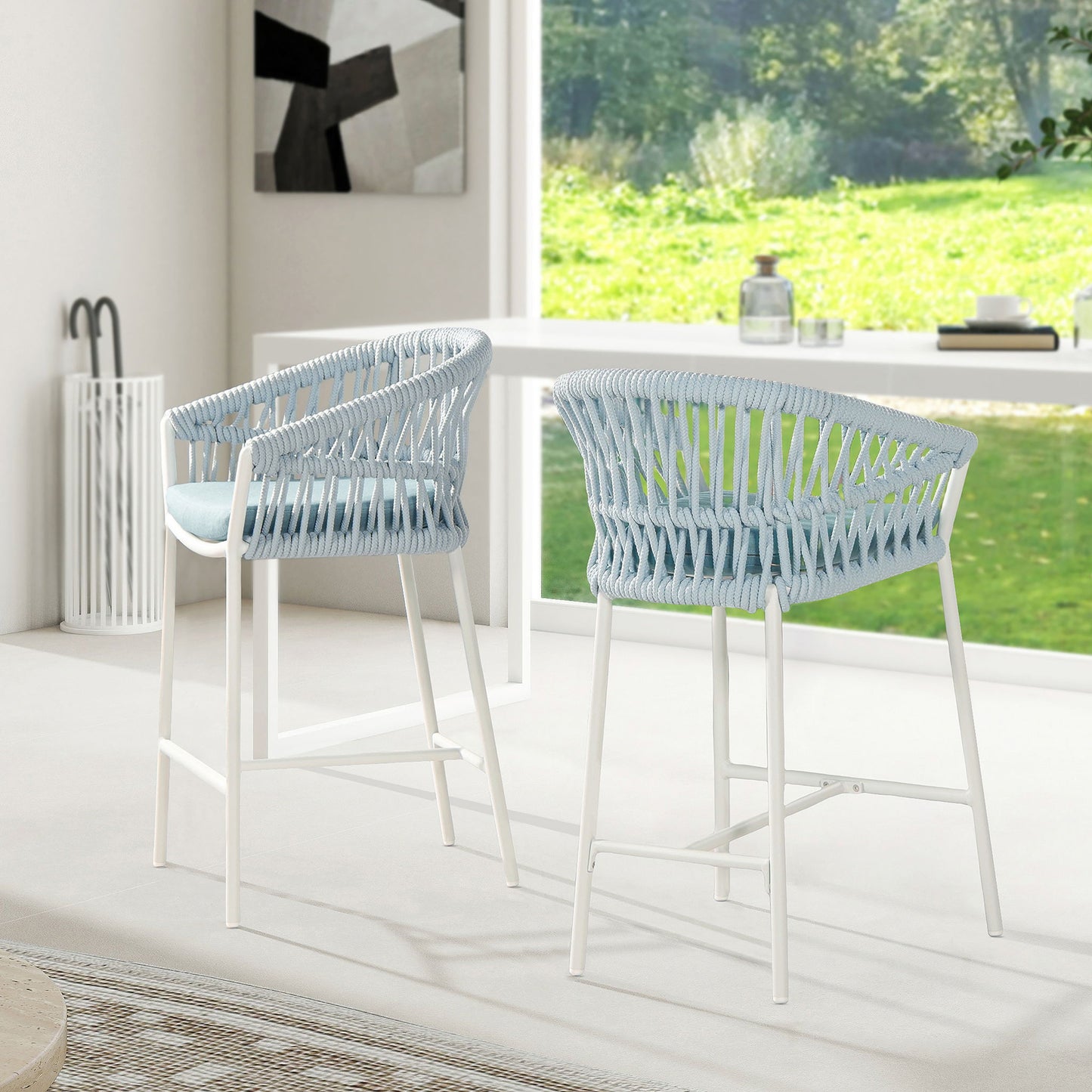 Maiden - Patio Counter Stool Sunproof Olefin (Set of 2) Jennifer Taylor Home