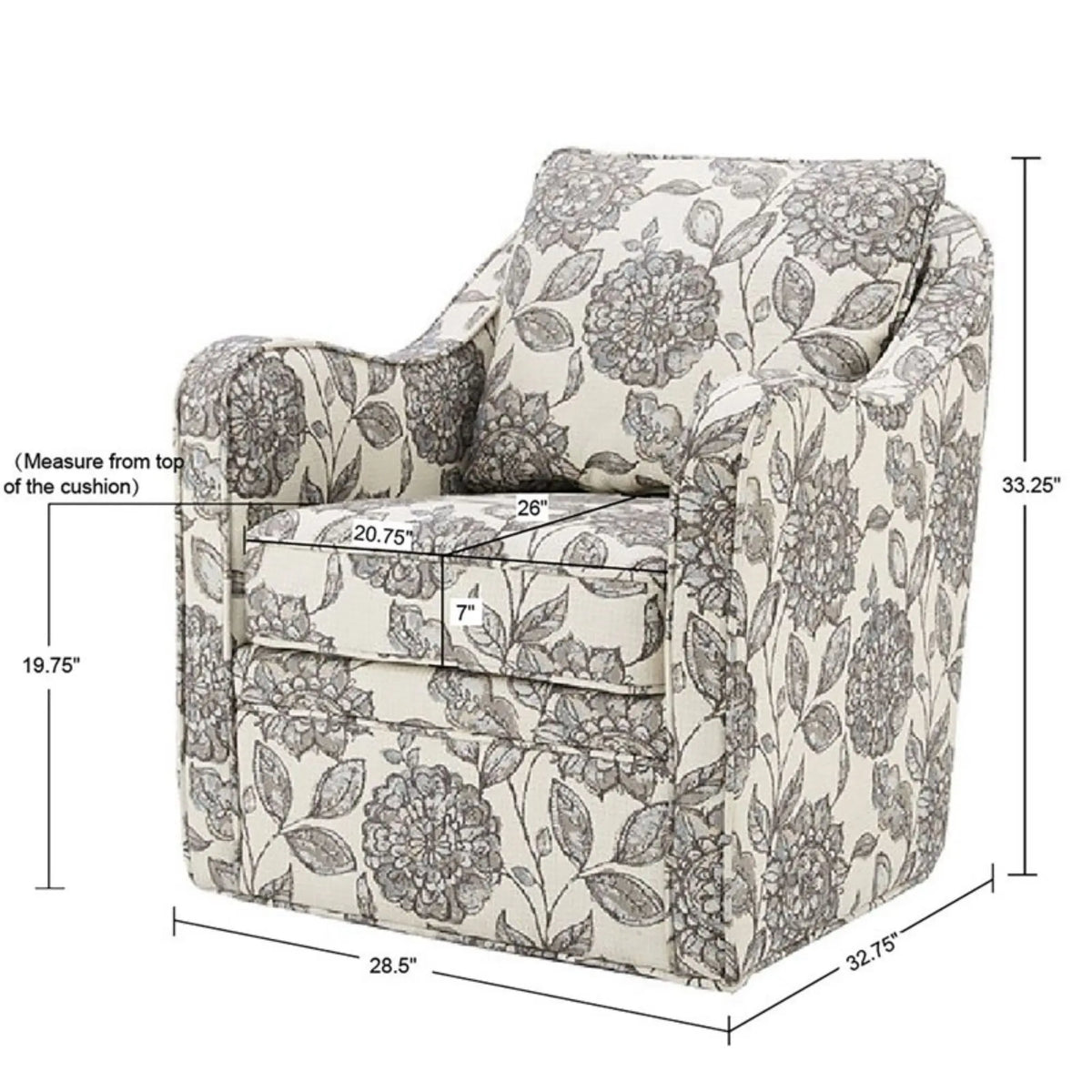 Wide Seat Arm Chair With 360 Degree Rotation JLA