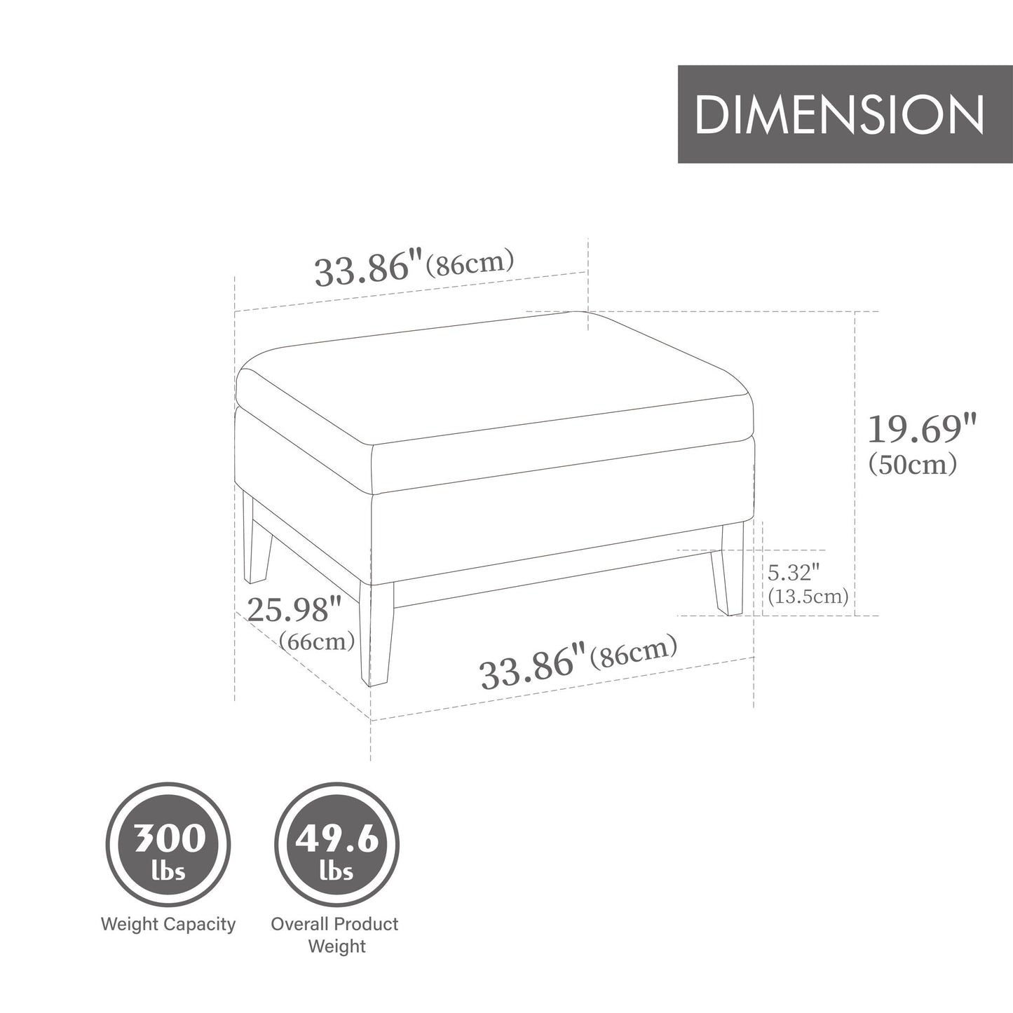 Upholstered Storage Ottoman With Reversible Lid Coffee Table With Rubberwood Legs Home Essentials