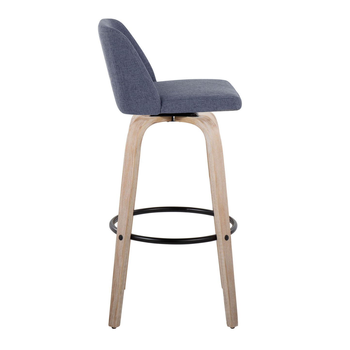 Toriano - Mid-Century Modern Fixed Height BarStool With Round Footrest (Set of 2) Lumi Source