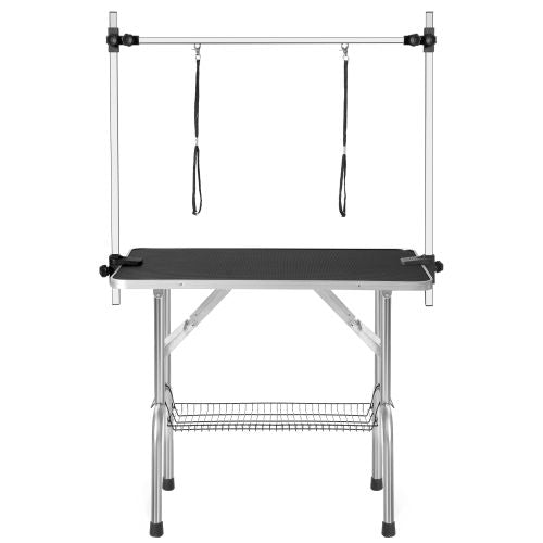 Professional Dog Pet Grooming Table Adjustable Heavy Duty Portable With Arm & Noose & Mesh Tray - Black Daily Nest