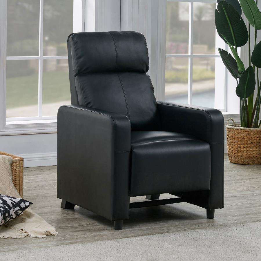 Toohey - Upholstered Home Theater Push Back Recliner - Black CoasterEveryday