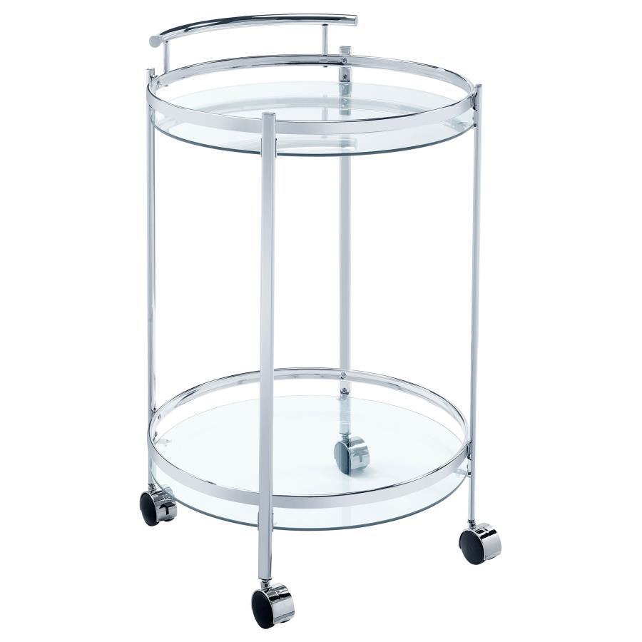 Chrissy - Round Glass Shelf Metal Bar Cart CoasterEveryday