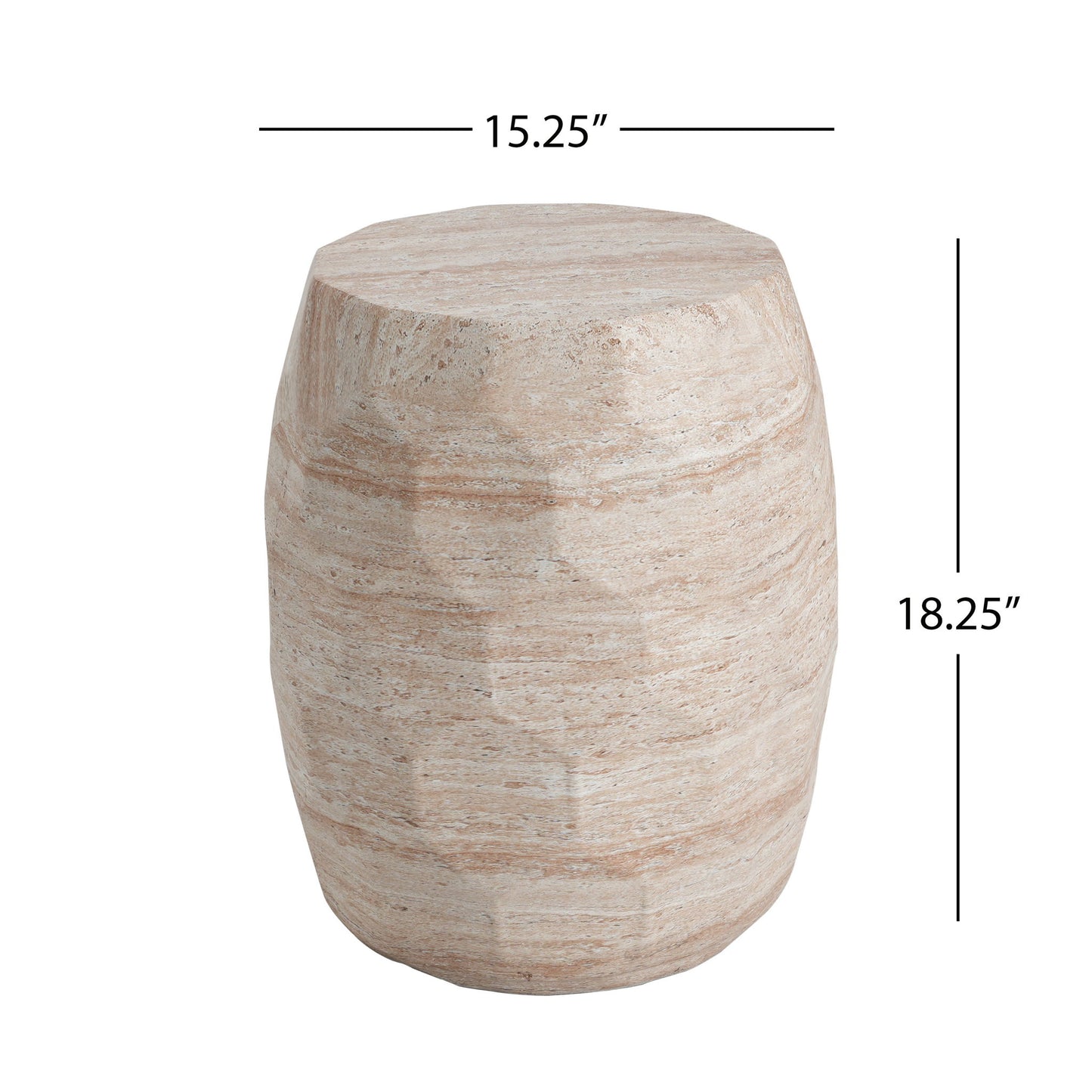 Travertine Lightweight Concrete Side Table For Indoor / Outdoor Use - Beige Noble House