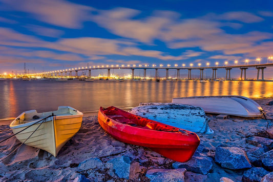 Temp Glass With Foil - San Diego Coronado Bridge - Blue Classy Art