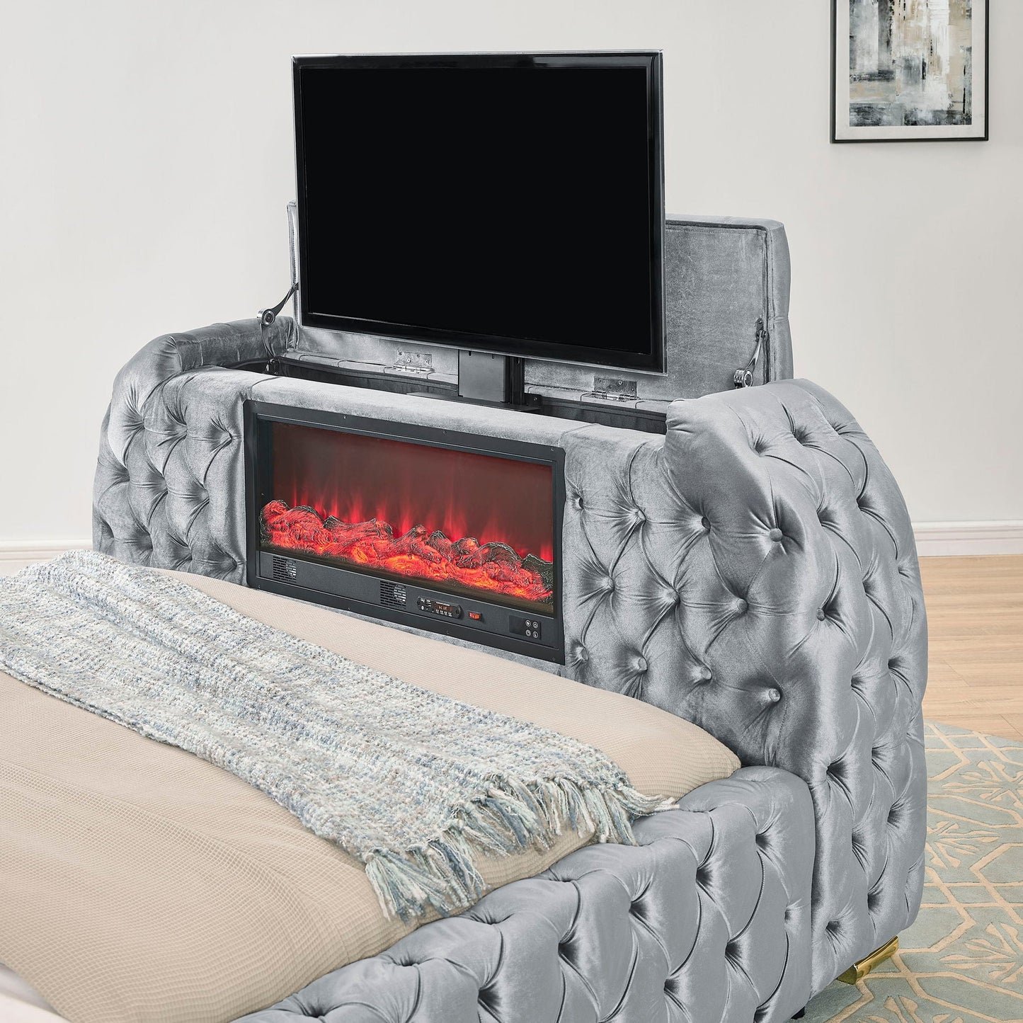 Natalia - Upholstered Bed With Decking Board Set Crown Mark