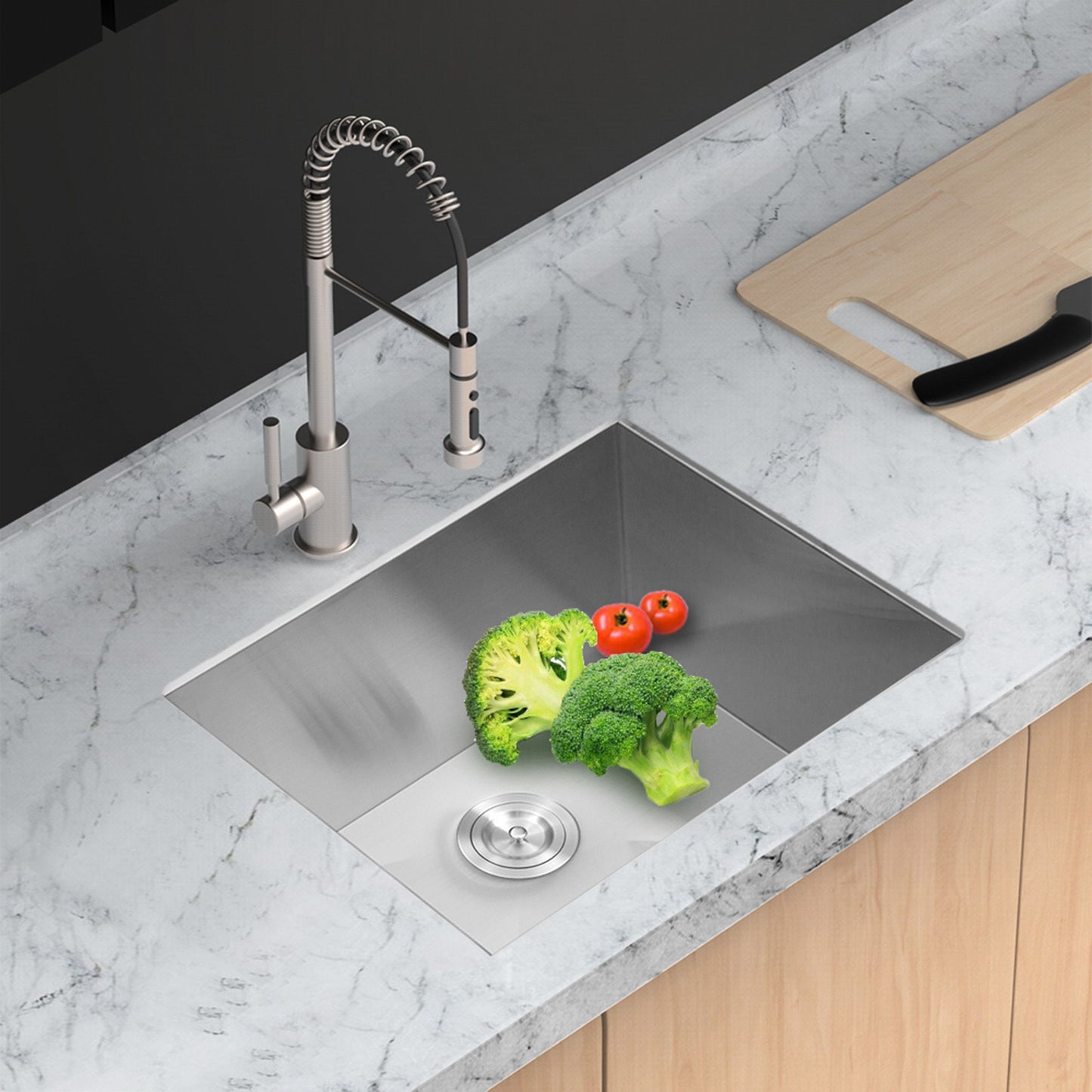 Premium Laundry Drop In Utility Sink 16 Gauge Stainless Steel, Topmount Daily Nest