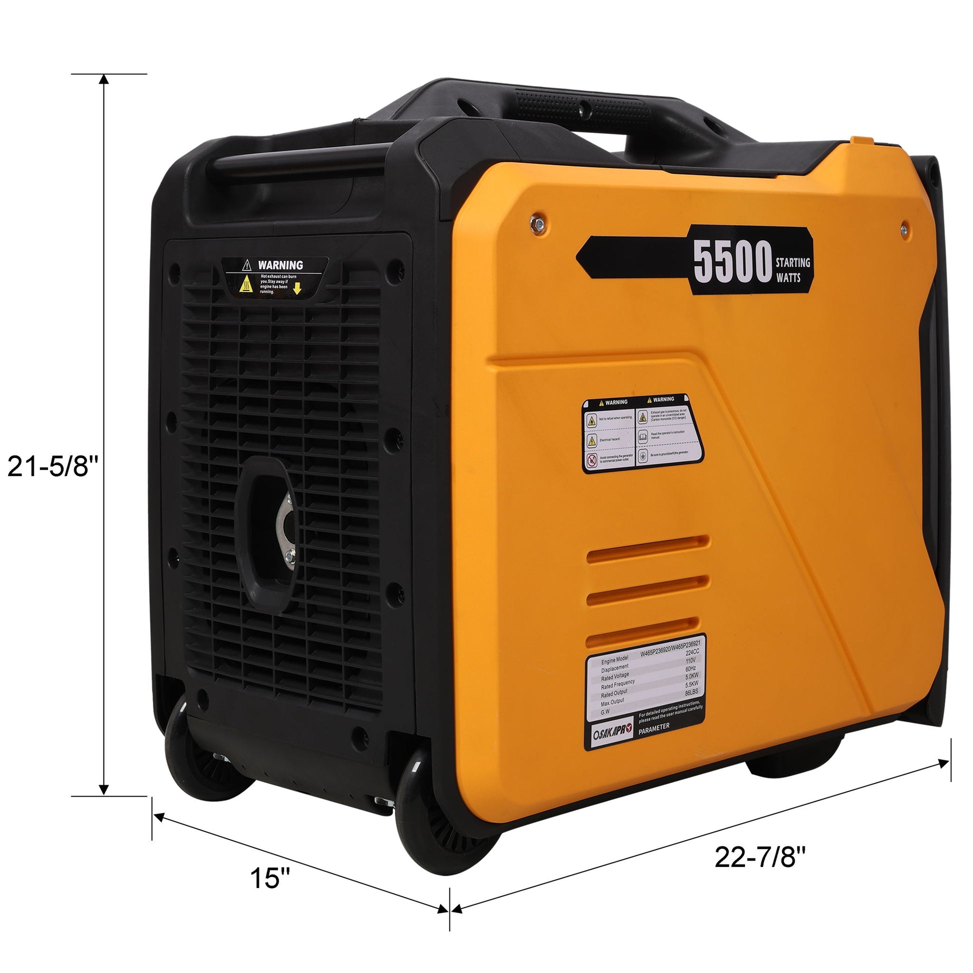 Super Quiet Inverter Generator 5.5Kw Portable Electric & Remote Start Aluminum, 224Cc 4 Stroke Daily Nest