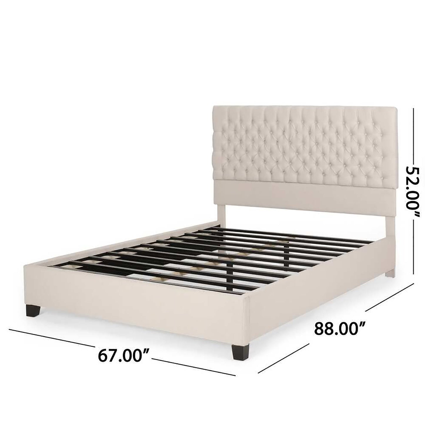 Cumulus - Fully Upholstered Fabric Queen Bed Set - Ivory Noble House