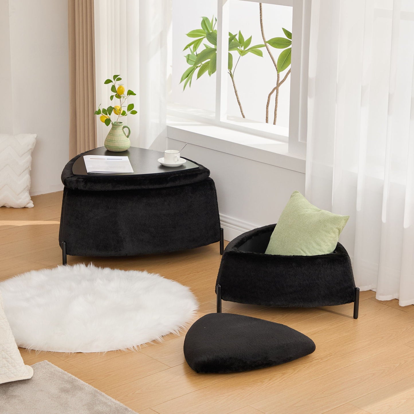 Upholstered Storage Ottoman Set With Reversible Lid - Snoozhouse