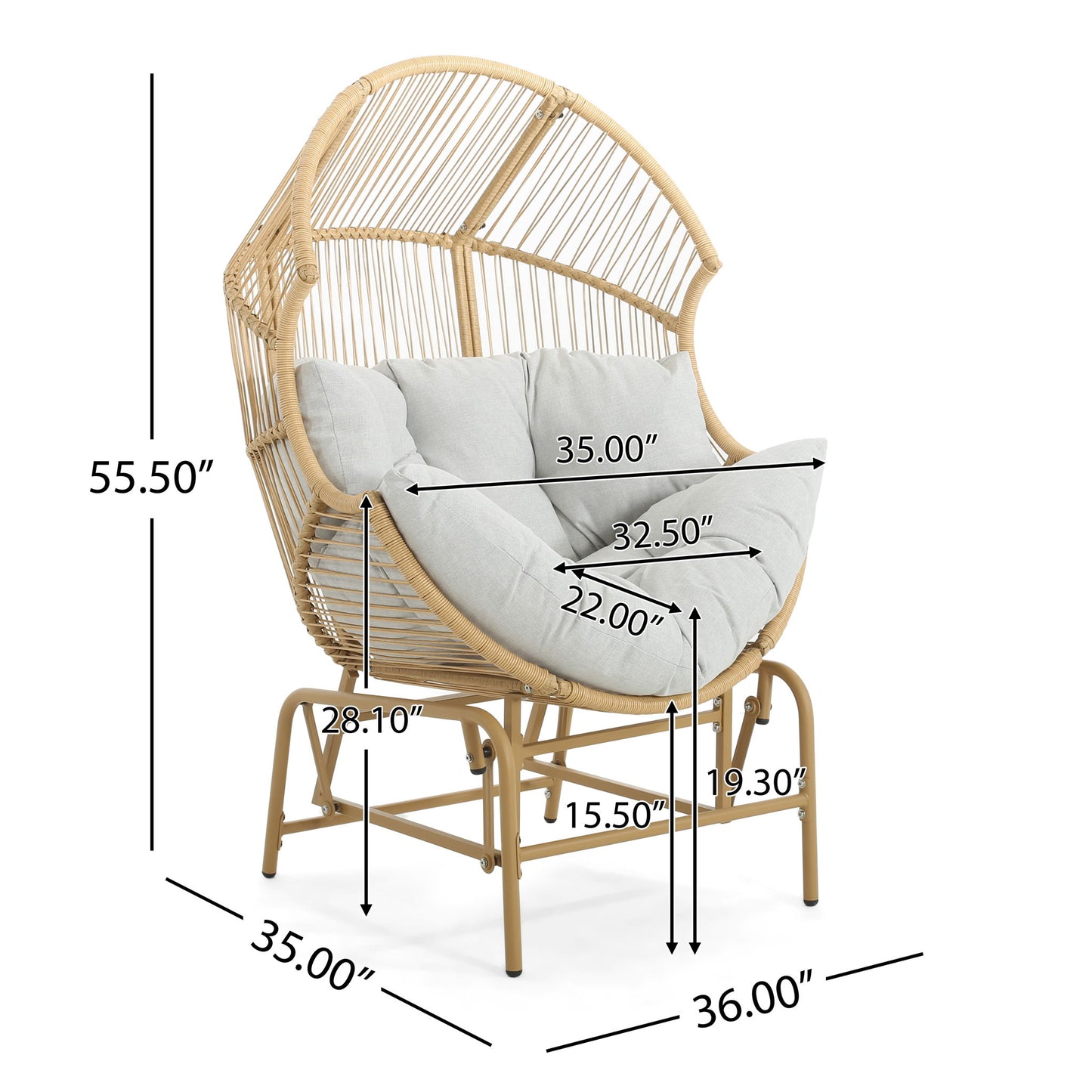 Palos - Outdoor Wicker Glider Chair Noble House