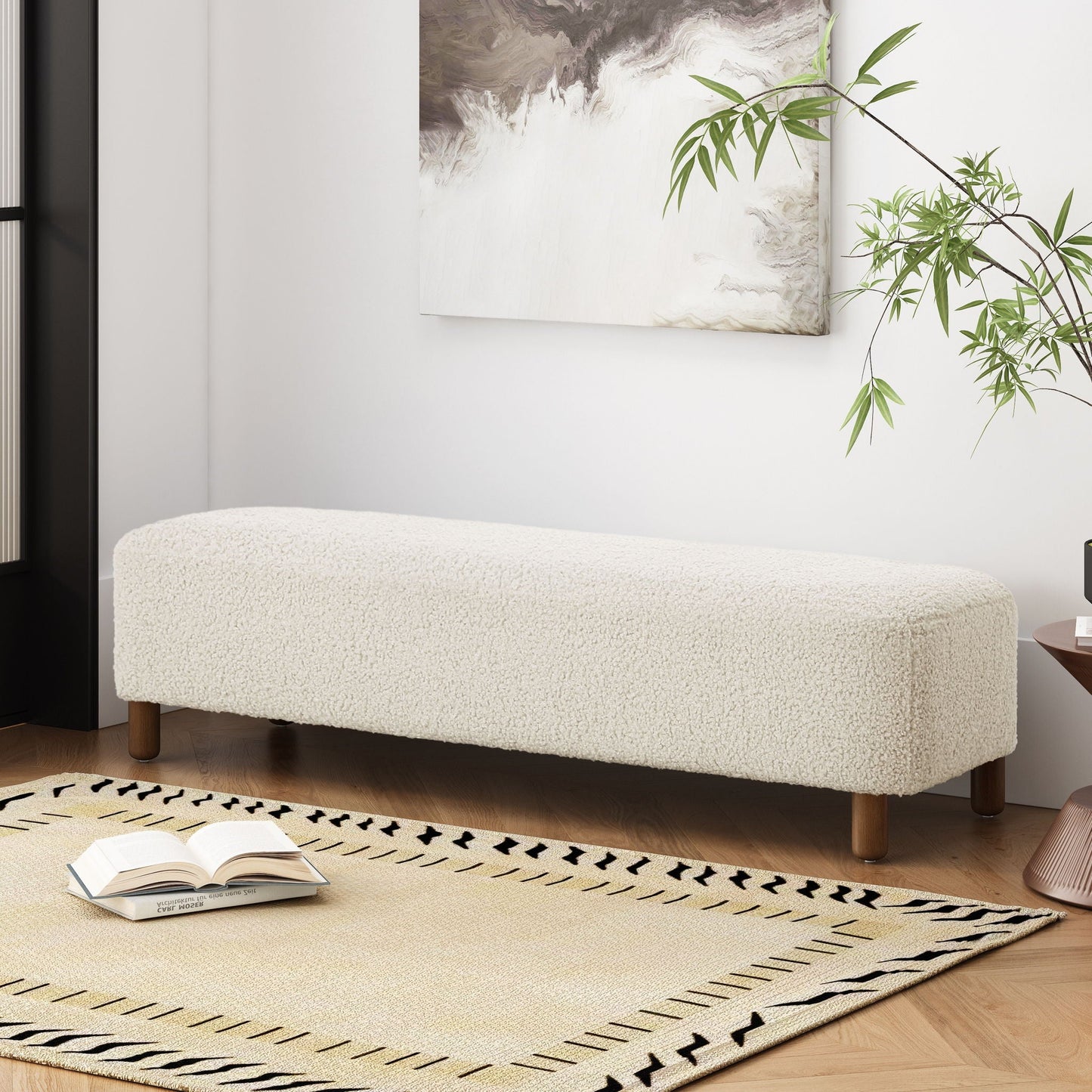 Contemporary Ottoman With Foam Cushion And Durable Upholstery Noble House