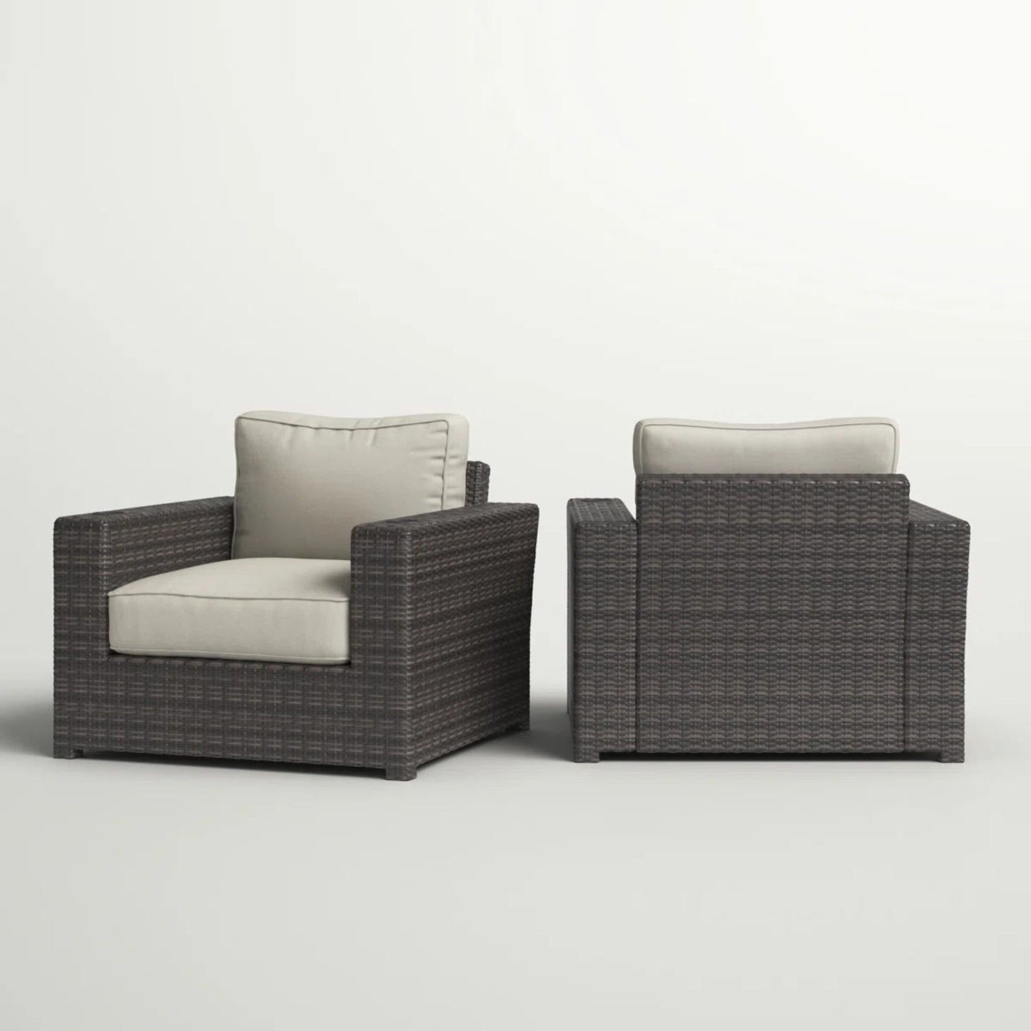 Outdoor Armchairs With Cushions (Set of 2) - Espresso / Gray LSI Patio Furniture