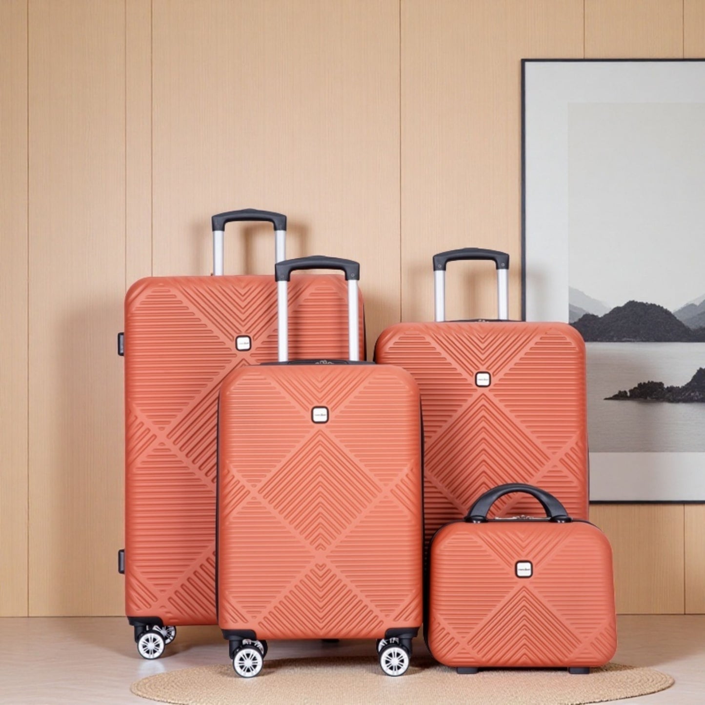 4 Piece Lightweight Suitcase, Makeup Box, Aircraft Wheels Daily Nest