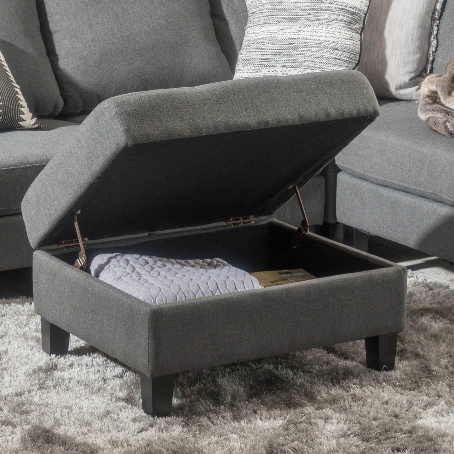 Ottoman With Birch Wood Legs And Cushioned Top For Comfort Noble House