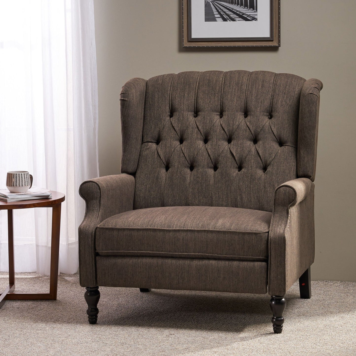 Dunham - Contemporary Fabric Tufted Oversized Pushback Recliner Noble House