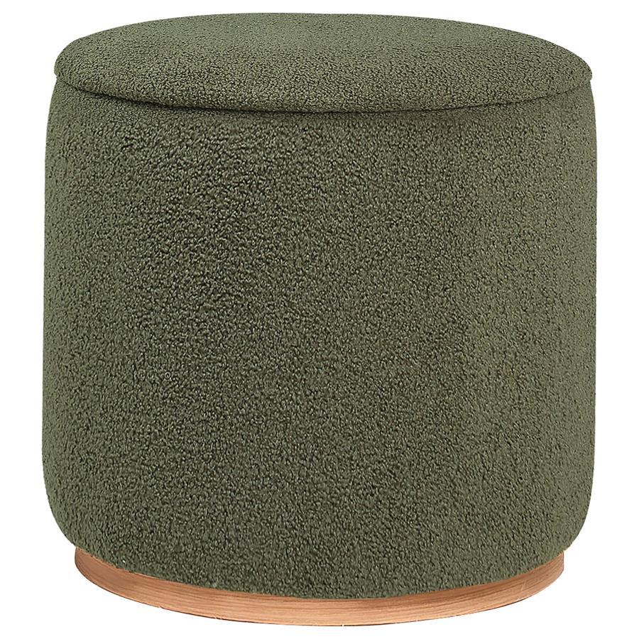 Zena - Faux Sheepskin Upholstered Round Ottoman Coaster Fine Furniture
