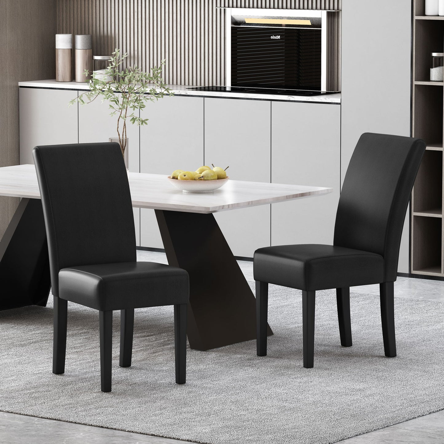 Contemporary Dining Chair With Rubberwood Legs (Set of 2) Noble House