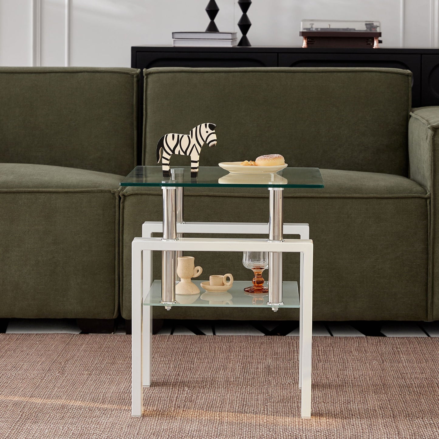 Tempered Glass Table With Storage Home Essentials
