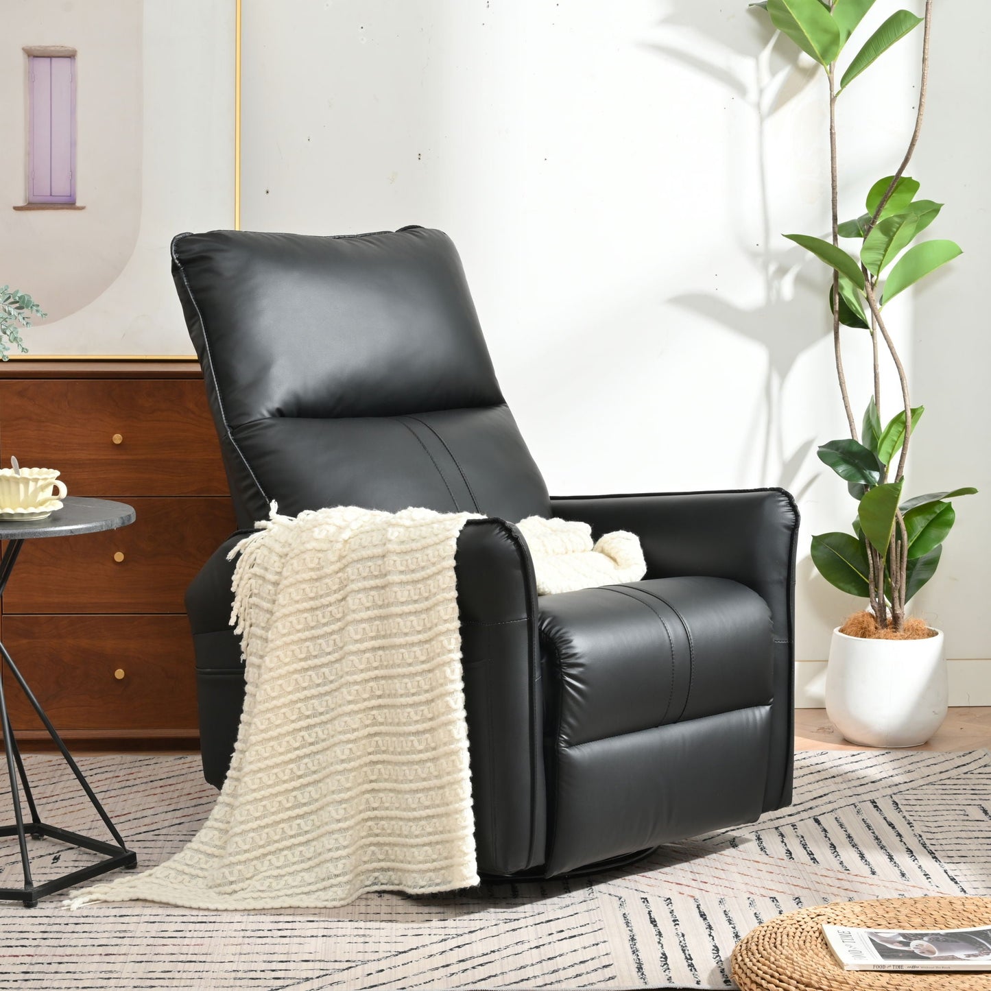 360° Modern Small Rocking Swivel Recliner Chair With Side Pocket Home Essentials