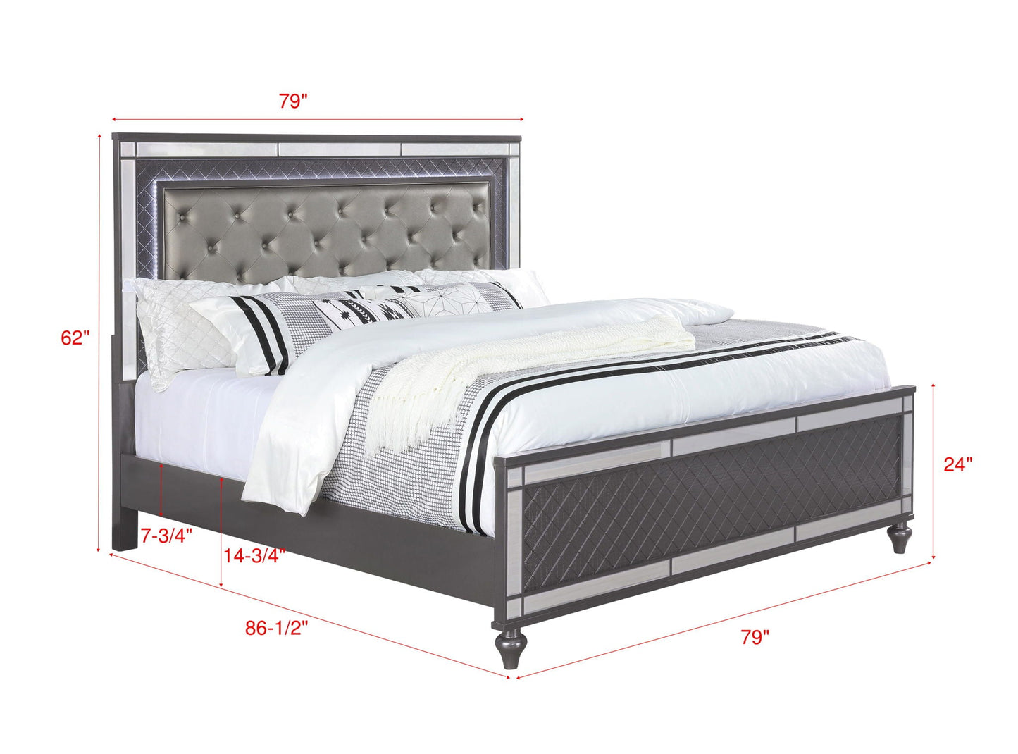 Refino - Bedroom Set - Gunmetal Crown Mark