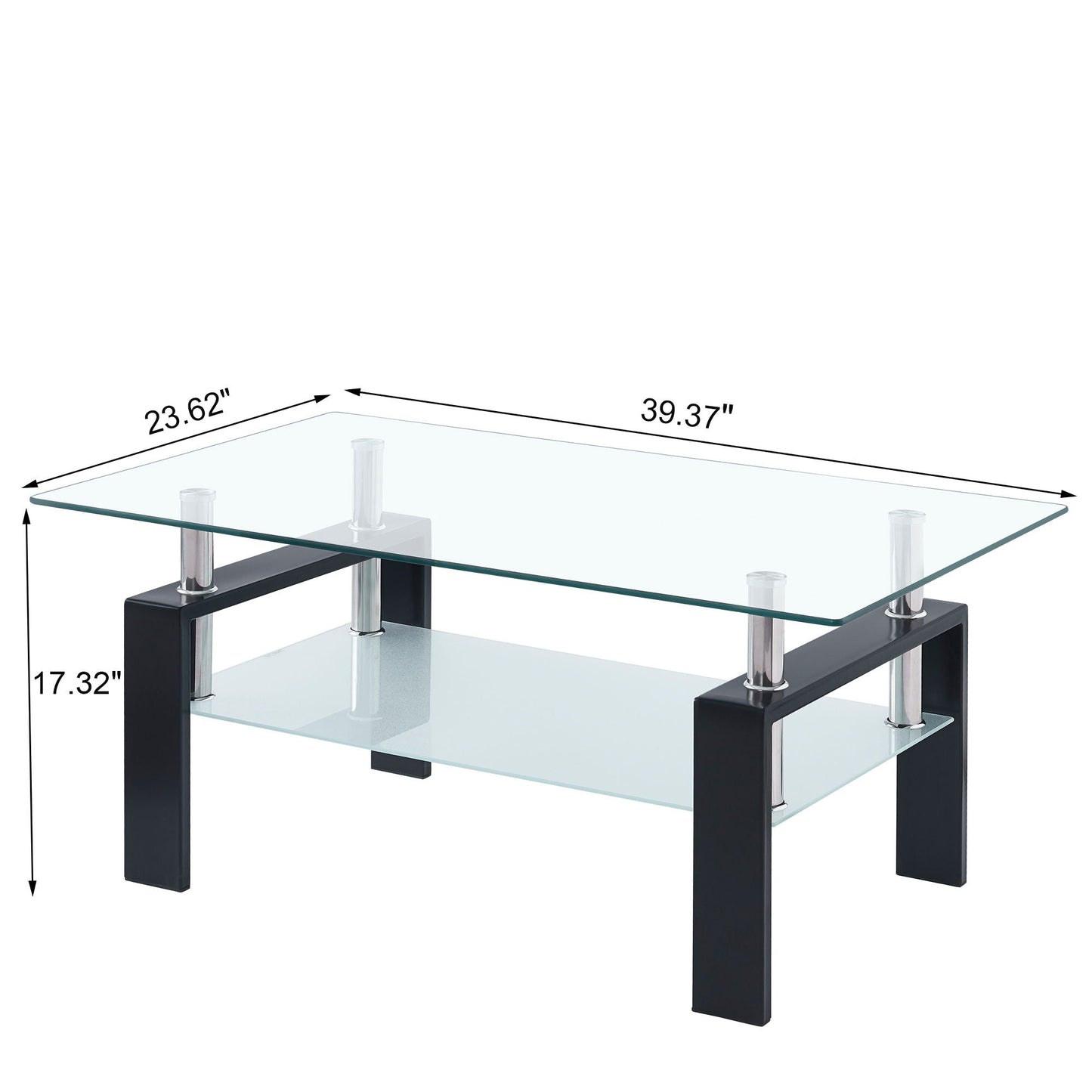 Luxury Modern Tempered Glass Coffee Table With 2 Layers Home Essentials