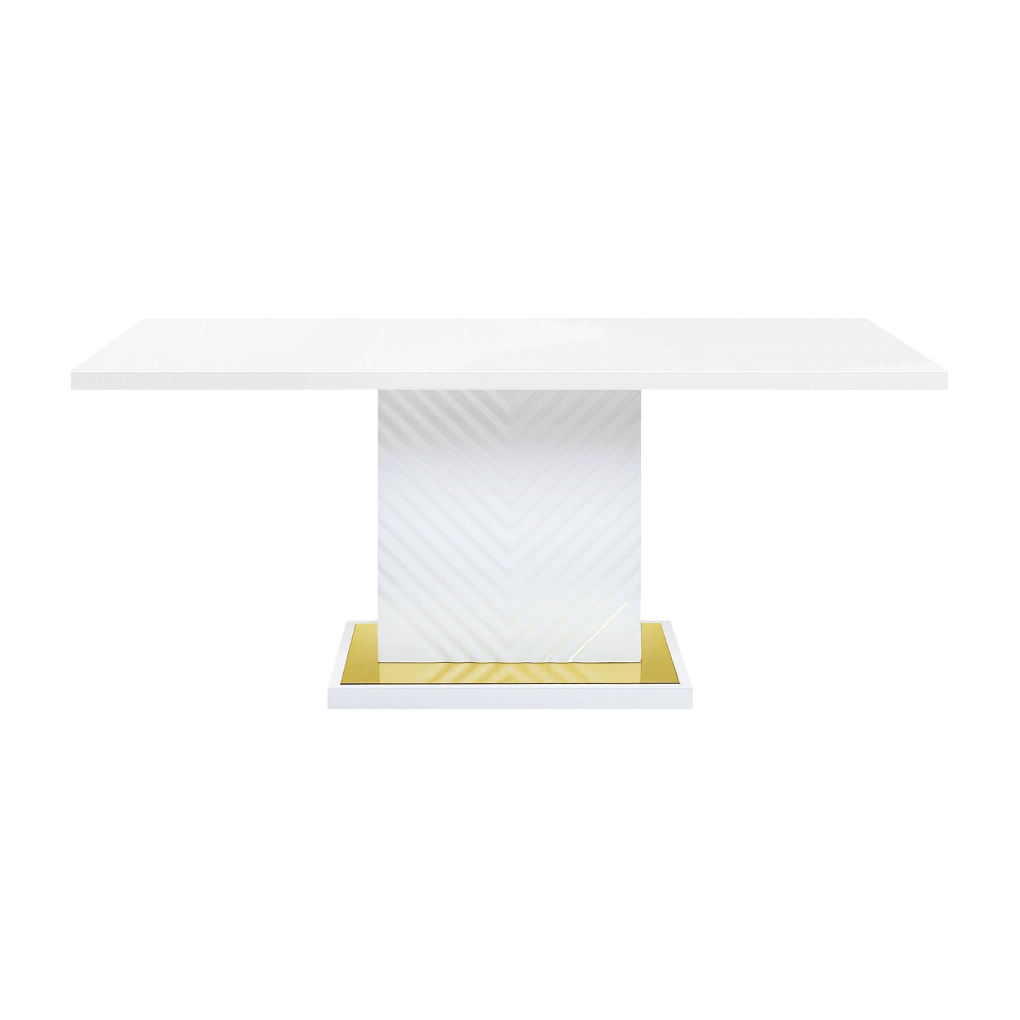 Gaines - High Gloss Dining Table With Pedestal Base - White Acme