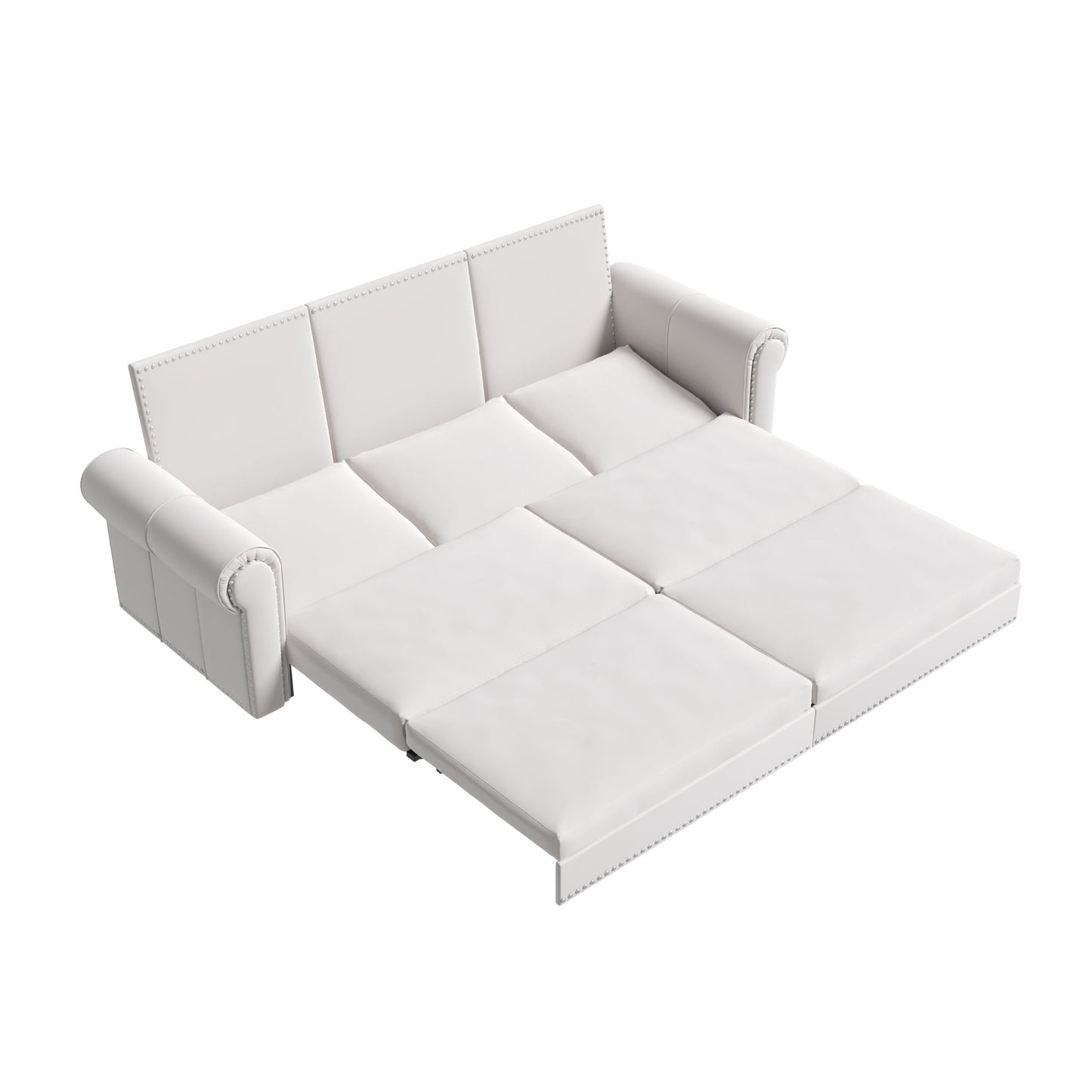 3 In 1 Convertible Sleeper Sofa With Nailhead Trim & Rolled Arm Home Essentials