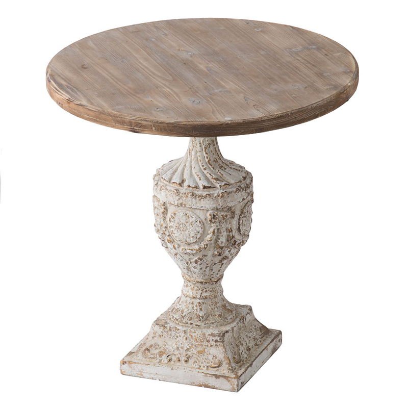 Antique Round Wood Table - Antique White / Gray Home Essentials