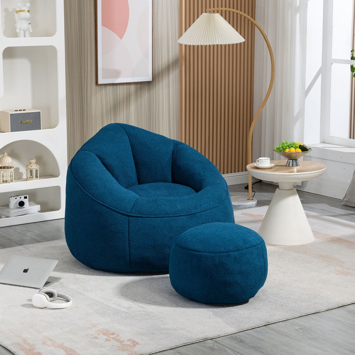 Bedding Bean Bag Sofa Chair High Pressure Foam With Footrest Home Essentials