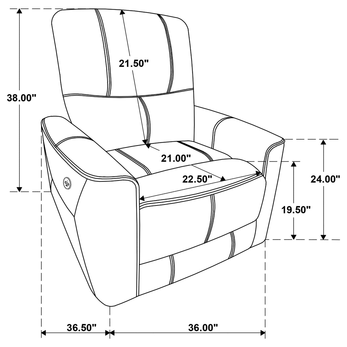 Dove Upholstered Power Recliner Chair With Smooth Power Recline And USB Charging - Gray Furniture Max