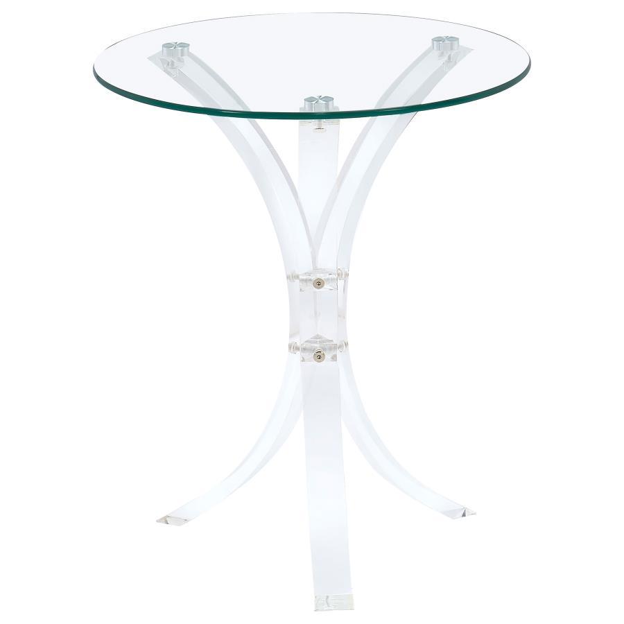 Laning - Round Glass Top Acrylic Side Table - Clear CoasterEveryday