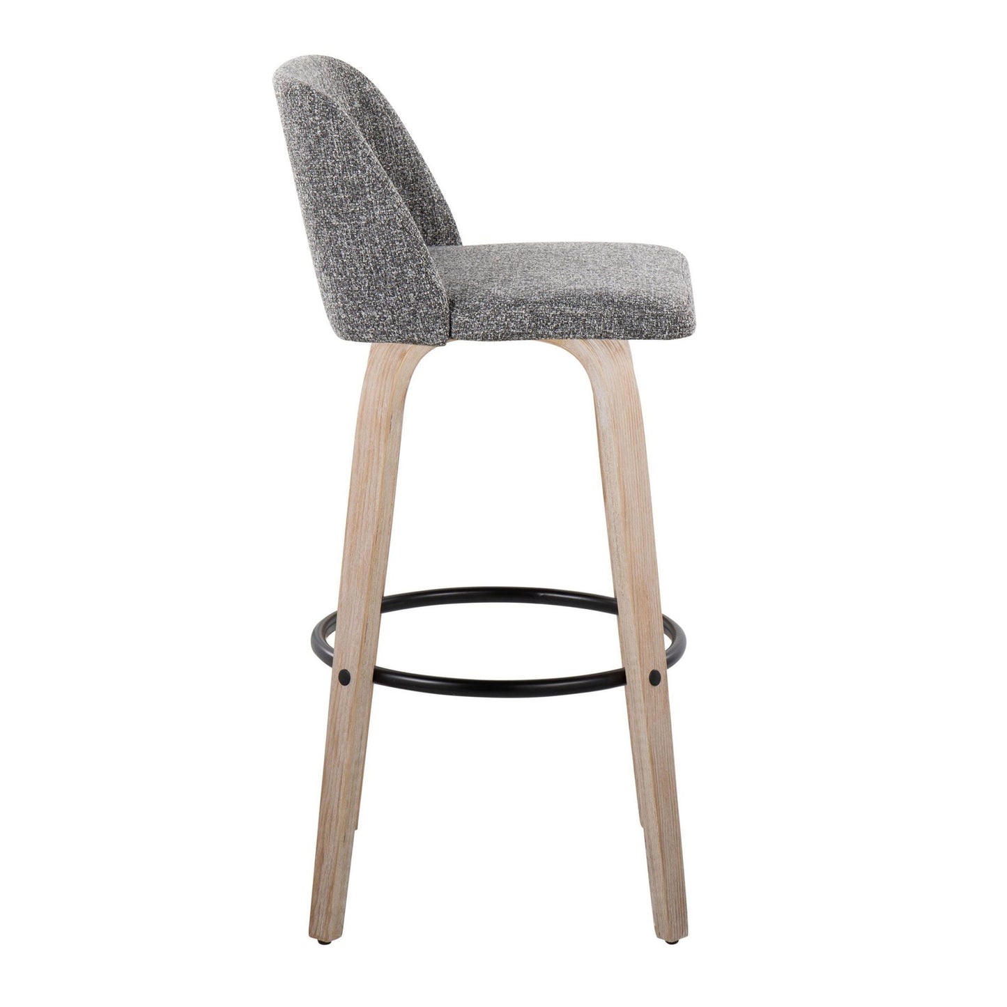 Toriano - Mid-Century Modern Fixed Height BarStool With Round Footrest (Set of 2) Lumi Source