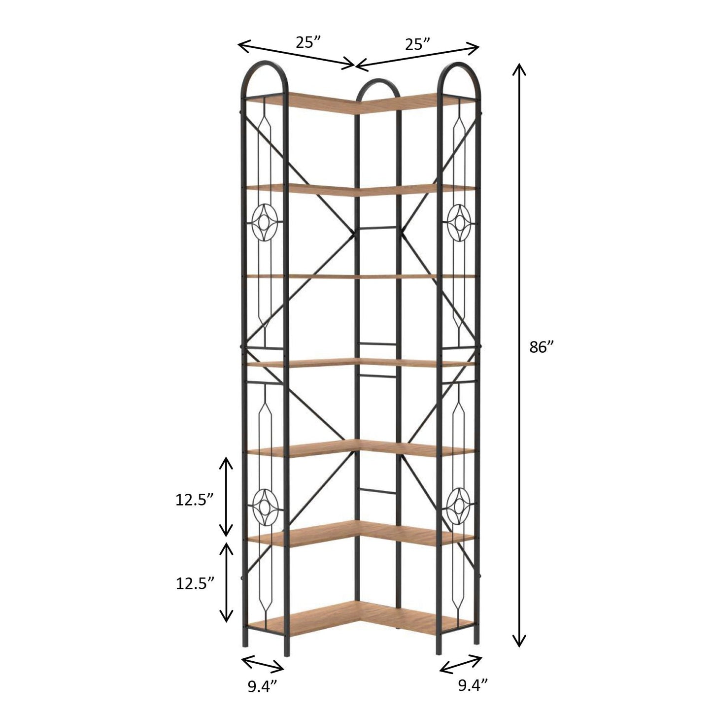 Industrial Style Corner Bookshelf With Thickened Iron Frame Home Essentials