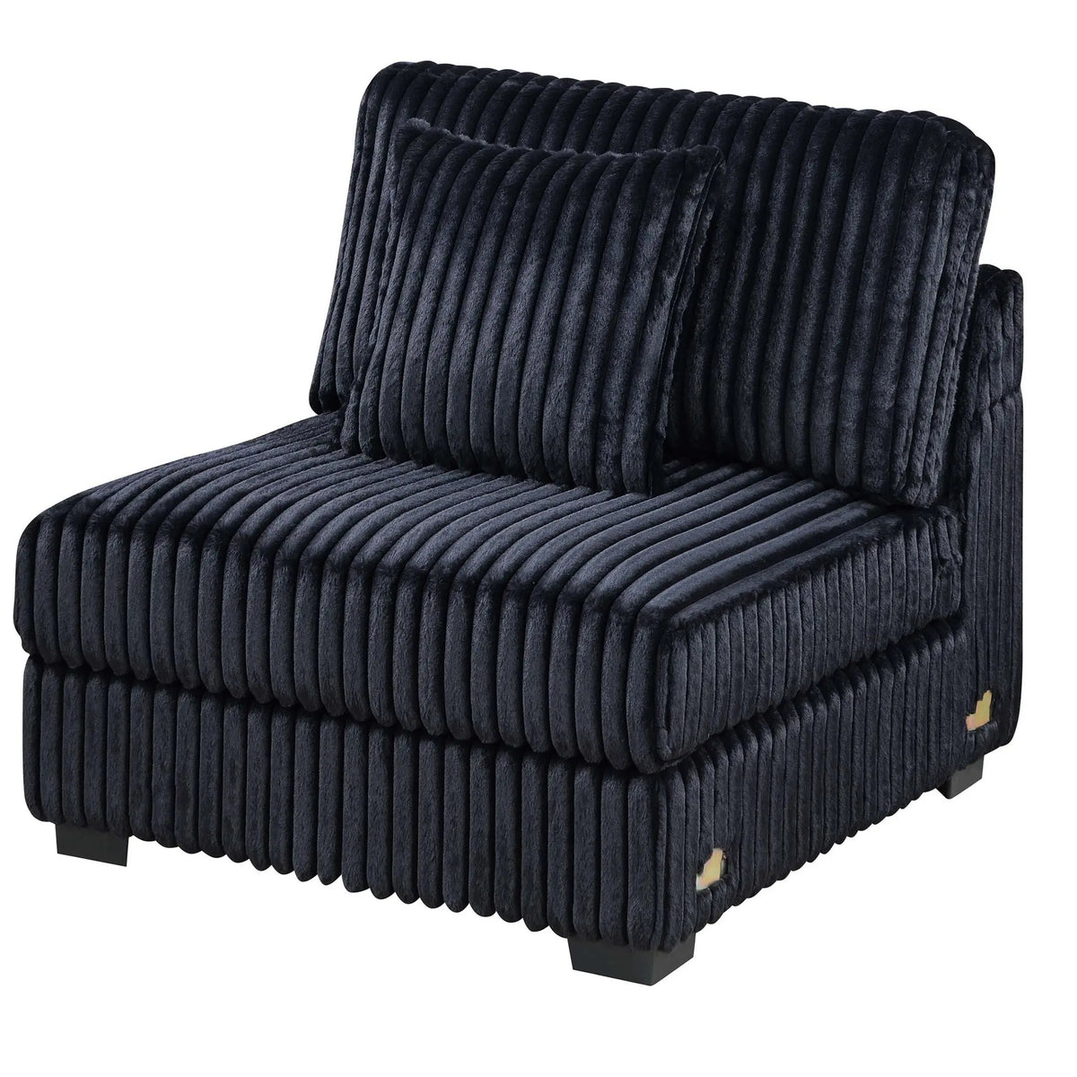 Armless Chair With Pillow, Living Room Furniture, Soft Upholstered - Black Home Essentials