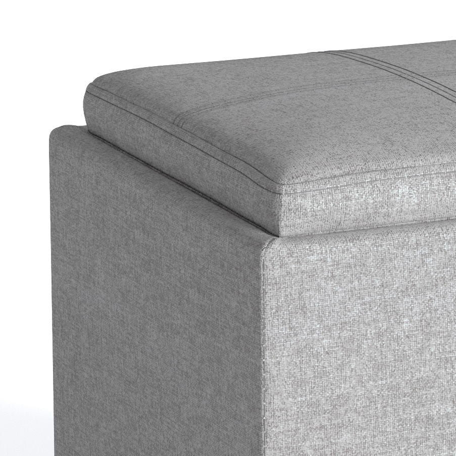 Rockwood - Upholstered Cube Storage Ottoman With Tray Simpli-Home