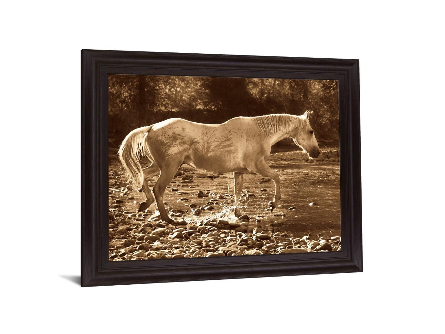 Sepia River Stroll - 28" x 34" Framed Wall Art Classy Art