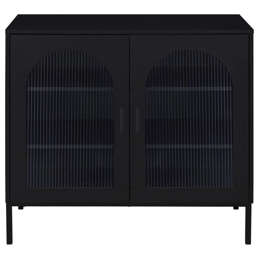 Jess - 2-Door Arched Fluted Glass Accent Cabinet - Black Coaster Fine Furniture