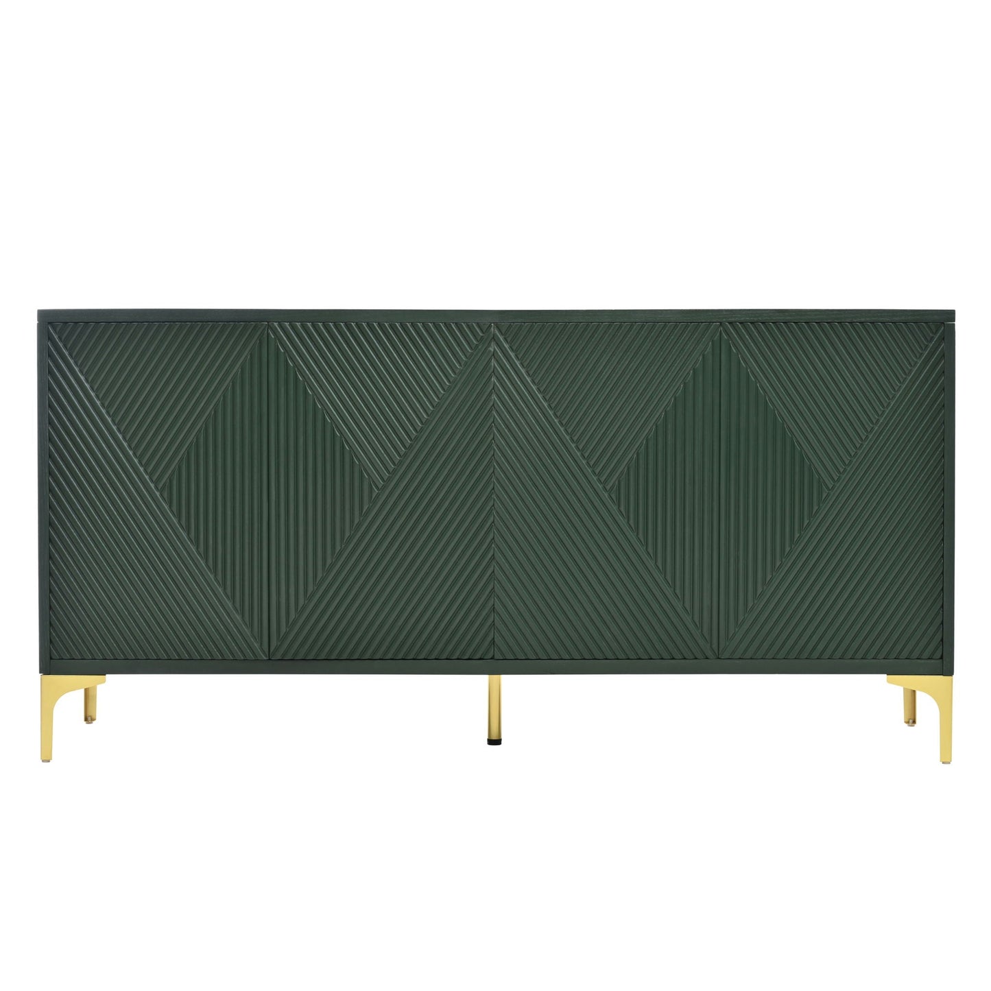 Modern Wood Sideboard Cabinet With Carved Door Panels, Adjustable Shelves, And Sturdy Metal Legs Home Essentials