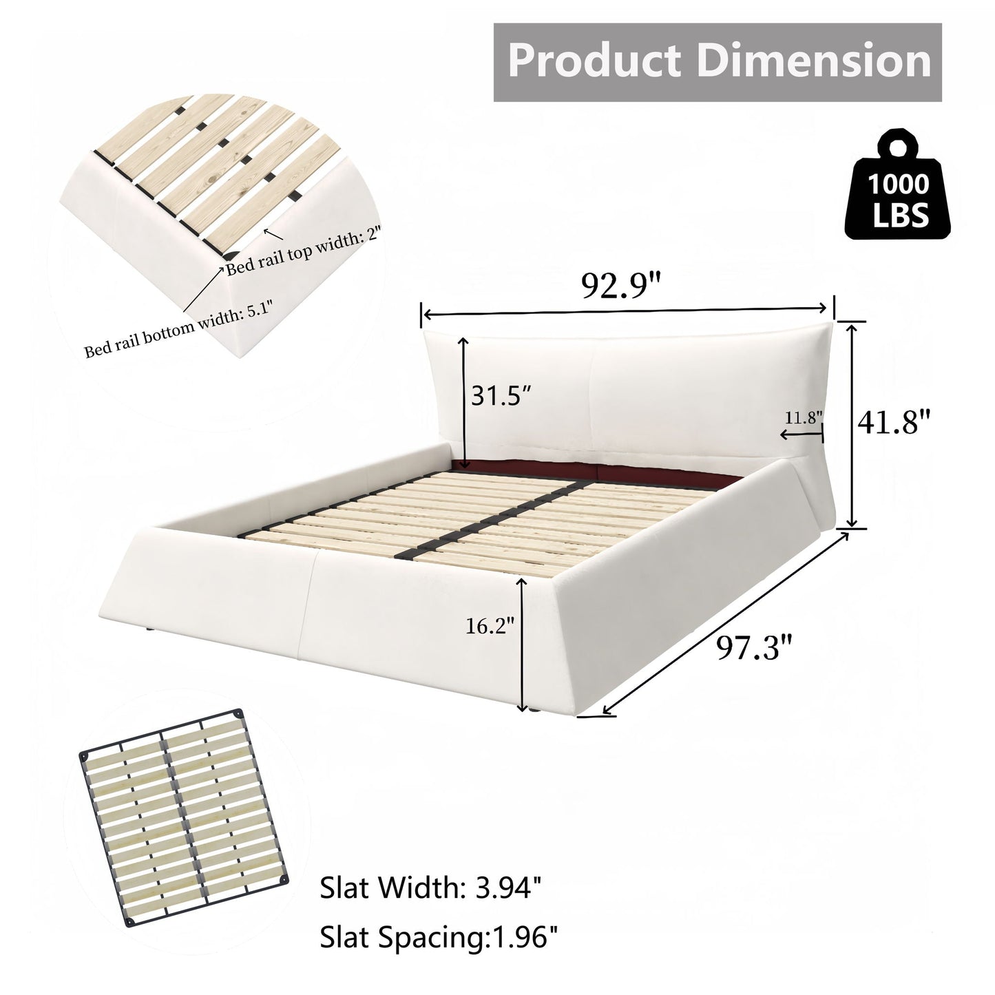 Upholstered Platform Bed With Special Shaped Velvet Headboard Home Essentials