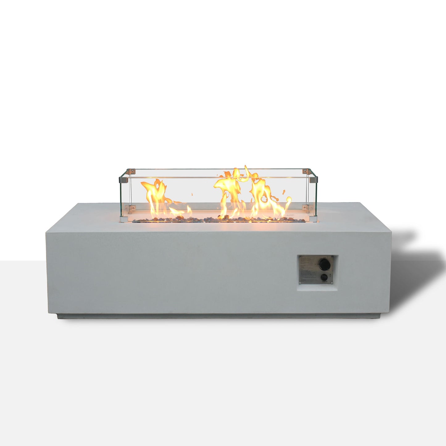 Outdoor Concrete Propane Gas Rectangle Fire Pit Table Home Essentials