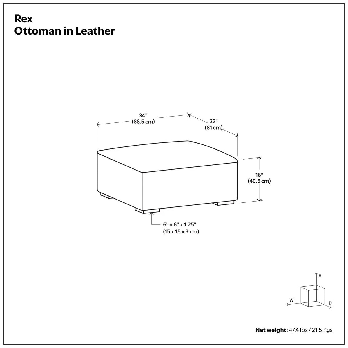 Rex - Versatile Design Ottoman Simpli-Home